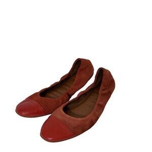 AQUATALIA Italy Burnt Orange Women's size 10 1/2 10.5 Suede Leather‎ Flats Shoes